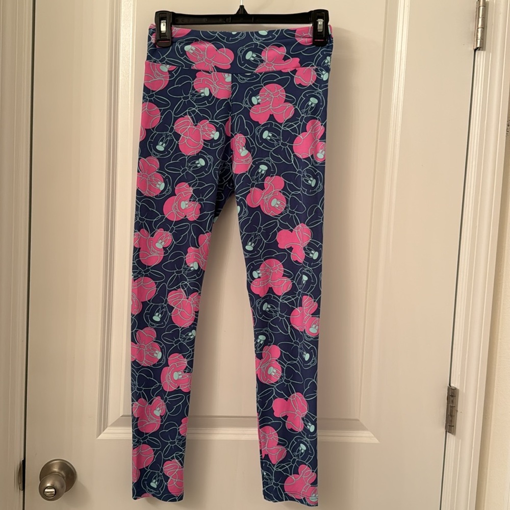 LuLaRoe Disney MINNIE Mouse Silhouette sketch Indigo Blue Leggings one size